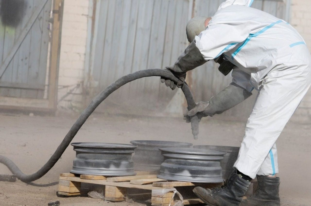 Aircraft Painting Sunshine Coast stock photo sandblasting restoration of metal wheel rims rust removal 2541123437 e1779439107534